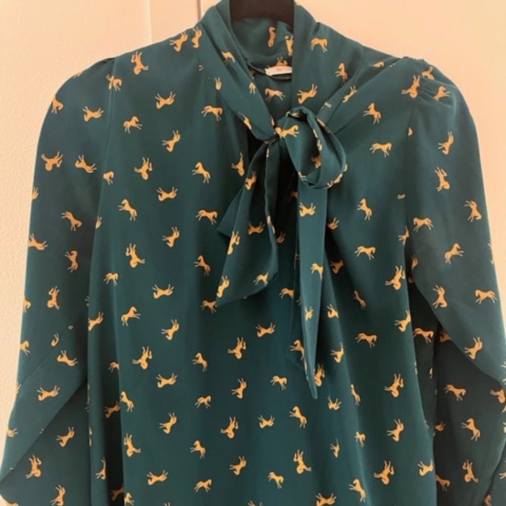 Dark green horse blouse
